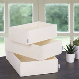Aberto Design Set de 3 Organizadores de Escritorio de Fieltro Crema
